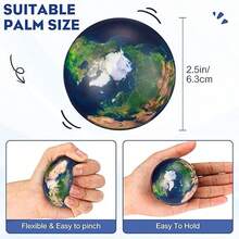 3/6/12/24pcs Squeeze Earth Ball Stress Relief Toys, Mini Earth Globe Balls - Stress Relief Balls, Earth Pattern Balls Or Finger Exercise Balls, School Classroom Office Party Gifts (2.5 Inches) - Blue - View 8