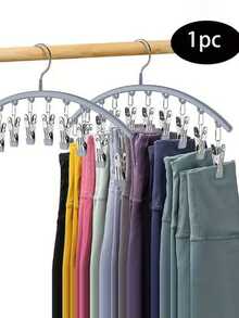 1 Stainless Steel Pants Hanger, 10 Clips For Space Saving Wardrobe Storage, A Stylish And Durable Storage Solution Suitable For Yoga Pants And Leggings - Wardrobe Organizer, Pants And Sock Hangers For Mother's Day Clothing Stores, Perfect For Weddings, Birthdays, Family Kimono Stores, And Home And Clothing Stores
