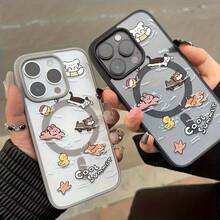 Esta funda magnética para teléfono de macaron dos en de acrílico está disponible en varios colores y compatible con los modelos X, XS, XS, 11, 12, 13, 14, 15 y 16 Pro, incluyendo la serie Plus. - Azul - Ver 3