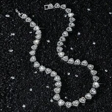 1pcs Heart Splicing Chain Necklace - Bạc - Xem 8