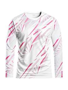 Custom Mexico Style Men's Soccer Long Sleeve Jersey Customizable With Name & Number Comfortable Crew Neck Long Sleeve Sports Sweatshirt Suitable For Soccer Training, Casual Wear, And Gift - Pink - View 3