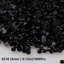 0.2厘米/0.3厘米/0.4厘米/0.5厘米 1000颗平底钻石水钻，水晶树脂钻石，DIY工艺材料，适用于杯子、玩具、鞋子、衣服装饰 - 黑色 - 查看 11