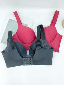 5-Pack Women's Underwear Bra Solid Color Seamless Gathering Big Breasts To Make Them Look Smaller And Smaller, And To Prevent Sagging, Adjustable Type, No Steel Ring Bra, Casual And Comfortable, Non-Removable Breast Pads For Women - Nhiều màu - Xem 2