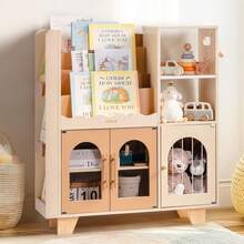 ROBUD Wooden Kids Bookshelf Montessori Bookshelf For Toddlers Beige Kids Bookcase And Toy Storage Wooden Book Shelf Organizer For Playroom Nursery Kids' Rooms - Brown - View 2