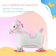 UBRAVOO Bouncy Pals Hopping Horse, Toddler Inflatable Bouncing Plush Animal Hopper Toy, Plush Ride On Bouncer For Over 18 Months Old Boys Girls - White - View 3