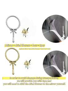 1/3/15pcs,Decorations, Figurines, And Gifts For The Saudi National Day Celebration.Thick And High-Quality Retro European Style Single-Sided Portable Mini Mirror With Metallic Luster, Paired With Lace Bow And Mini Dried Flower, Equipped With Butterfly Handle, Suitable For Wedding Souvenirs, Blessing Gifts, Makeup, Travel, Camping, And Is A Gift For Colleagues And Students. May God Bless You With Happiness Through This Mirror. - Multicolor - View 16