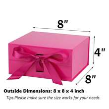 Pink Gift Box,6x6x3 Inches Gift Boxes With Lids For Presents With Magnetic Closure And Ribbon For Wedding,Storage,Birthday-838249 - 08x8x4Inch-Hồng Sáng-Gói 5 - Xem 3