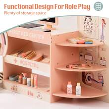 ROBUD Wooden Doctor's Activity Center Toy Set For Kids Pretend Play - Pink - View 5