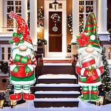 3 paquets Nains décoratifs de Noël Panneau de jardin Motif durable du Père Noël Décoration extérieure réutilisable Thème de Noël Ornement avec piquets pour allée de jardin, chemin, décoration de fête de Noël