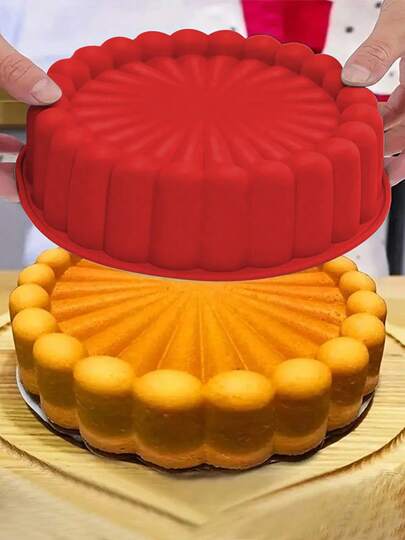 1 molde de silicone durável para bolo, 20 cm de diâmetro, com uma variedade de cores e estilos para escolher, fácil de limpar, fácil de usar, adequado para fazer bolos, simples e portátil, muito adequado para casamentos, festas de aniversário e outras celebrações,