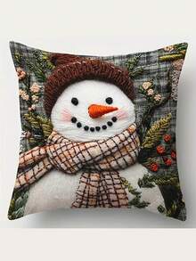 1/2/4pcs Festive Christmas Pillow Covers - 2D Flat Print, Non-Realistic Embroidery, Santa, Reindeer, Snowman & Gnome Designs - Perfect For Holiday Decor, Home & Outdoor Use (Inserts Not Included), Christmas Pillow Covers - Multicolor - View 8