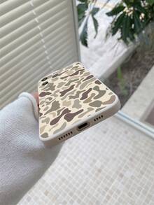 1pc Minimalist Camouflage Pattern Matte Beige Full Coverage Anti-Fall Precise Hole Camera Lens Protective Standard Phone Case Compatible With IPhone 16/16e, Redmi, Infinix, Vivo - Beige - View 7