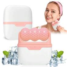 1pc Multi-Functional Ice & Heat Massage Roller, 2-In-1 Beauty Cold Therapy Device, Facial Massager, Cooling Skincare Tool - Pink - View 2