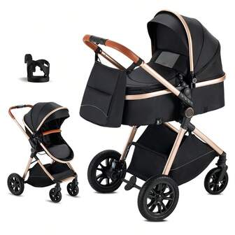 2 In 1 Baby Stroller, Convertible Bassinet Pushchair For Infants And Newborns 0-36 Months
