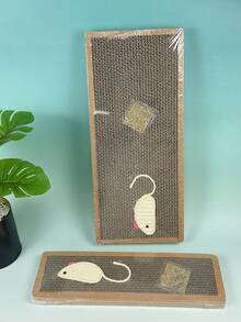 مجموعة من 2 لعبة قطط من الليف الخشن، لوح خدش من الورق المقوى المحشو بنبات القطط، لوح خدش بشكل فأر وسمكة، مستلزمات حيوانات أليفة