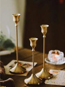 3 Peças Suportes de Vela de Metal Latão na Cor Dourado/Preto, Decorativo Vintage e Moderno, Castiçal Central para Lareira, Casamento, Festa de Natal, Presente de Inauguração, Decorações de Natal, Decoração de Quarto de Inverno