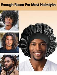 2pcs Satin Sleep Cap, Unisex, Soft Stretchy Silk Sleep Hat Suitable For Curly Hair And Braids - 2pcs - View 7