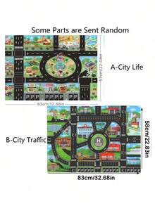 1張純英文熱門停車場場景地圖,適用於遊戲玩具、交通運輸、小車、遊戲墊、防水墊 - 綠色 - 查看 3
