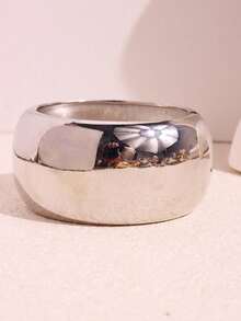 夸张朋克不对称几何粗手镯，银色宽大秋冬叠戴珠宝，高端配饰，设计独特 - 銀色 - 查看 12