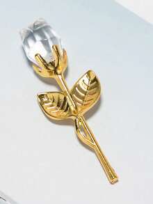 1pc Crystal Red Rose Gift With Silver Leaf Infinity Flower|Handmade Wrapped|Thanksgiving/Wedding/Anniversary/Valentine's Day Gift For Her - Multicolor - View 16