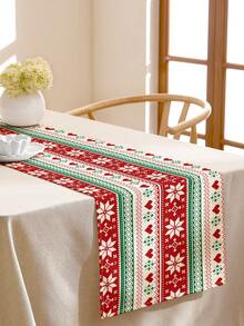 1 pièce Chemin de table en lin à motif de Noël, convient pour les fêtes, les anniversaires, les dîners, la décoration de table de cuisine et de salle à manger, la couverture d'un meuble à chaussures, décoration d'intérieur toutes saisons