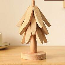 1pc Wooden Heat Insulation Mat, Heat Resistant Table Pad With Tree Design, High Quality Cup Coaster For Home Use