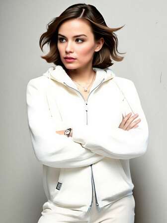 Damsport Utomhus Casual Plyschjacka Dubbelsidig Höst- och vintersäsong Löst Långärmad Ungdom Varm Jacka Lämplig Att Bära Vid 5-20 ℃, Fleece, Skidåkning