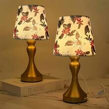 1 Peça Luminária de Mesa com Tecido Floral Vintage e Base de Metal, USB 3 Cores Dimmerável, Estilo Retrô Minimalista, Adequada para Quarto, Sala de Estar, Escritório, Iluminação de Quarto, Luminária Decorativa, Plástico Durável, Iluminação Ajustável, Decoração de Casa