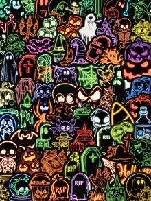 50/100 Stücke Neon Halloween Aufkleber, lustige, erschreckende Aufkleber für Laptop, Gepäck, Skateboard, Motorrad, Tagebuch, Handyderakotion, Halloween Party Spielzeug Geschenke