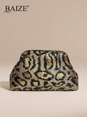  ENBEI 优雅豹纹女士手拿包 - 大号化妆包，秋季Y2K风格钱包，优雅女士手拿包，节日必备，耐用，女孩度假旅行钱包，新款秋冬女士包，秋季优雅女士钱包，最佳秋季钱包，完美搭配女士秋季服装，适合作为圣诞节礼物、万圣节礼物、婚礼季纪念品包