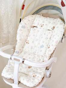 1pc Baby Stroller Pad, Soft Plush Beanbag Seat Cushion, Infant Carriage Cotton Mat, Bassinet Bed Pad, Safety Car Seat Liner, Reversible