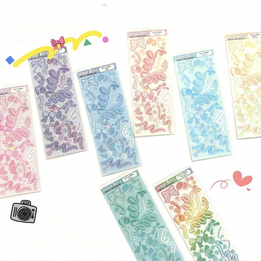 Lace Bow Ribbon Stickers, Ins Cute Stickers For Scrapbooking, DIY Decoration, Gift Wrapping, Reward Stickers, Notebook Labels, Growth Encouragement Stickers, Suitable For Scrapbooks, Bullet Journals, Notebooks, Laptops, Skateboards, Holiday Gifts, Skateboard Stickers, Fun Stickers