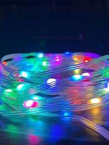 Led Pisca Linha Com 10 20 30 /50 Metros Lâmpadas Tomada 8 Modos Natal Ano Novo(110V) - colorido - Visão 1