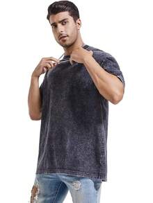 3 Pack Oversized Shirts Men Stone Washed Vintage Graphic Tees Heavyweight Cotton Shirts Loose Fit Casual Tshirts - 3 件黑色 - 查看 2