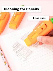 1pc Carrot Shaped Eraser, Useful For Cleaning Pencils, Creative Eraser, Essential For Students Back To School, Office Cleaning Tool - Orange - View 3