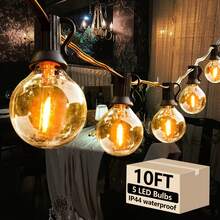 10/25/50/100/200FT G40 Indoor & Outdoor String Lights, 2700K Warm White, Shatter-Resistant LED Spherical Bulbs, Vintage & Chic Round Ball Light Strings, Easy To Install, Perfect For Porch, Backyard,Outdoor Camping, House BBQ, Party,  New Year, Valentine's Dayn And Winter Garden Decorations. - US A Type Plug(110-127V) - View 15