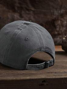 1 pieza Gorra de béisbol gris lavada para hombre - Gris - Ver 3