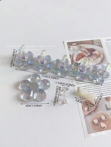 3D 亚克力极光冰透明格子美甲支架练习架美甲装饰套装，包含树脂水晶球、钻石、复古花卉激光设计，适用于 DIY、家居、户外、女性、母亲、姐妹、妻子、女朋友、婚礼、美甲沙龙、情人节