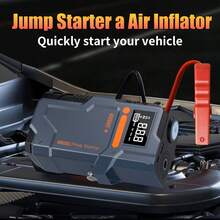9-In-1 Cordless Tire Inflator Portable Air Compressor, Emergency Starter With Air Compressor, Car Jump Starter + Inflator All-In-One Machine, 150PSI/1300A Peak With LED Light And Digital Display