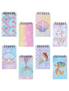 8/16 piezas de Cuadernos de espiral con tema de sirena brillante, mini blocs de notas con espiral, cuadernos portátiles, recuerdos de fiesta con tema de sirena, regalos de fiesta de cumpleaños, regalos de despedida de soltera, suministros de fiesta con tema submarino/oceánico, decoraciones de fiesta de cumpleaños con tema de sirena, decoración de baby shower, suministros de fiesta de revelación de género, adecuado para el hogar, la oficina, las listas de compras, los registros diarios, las decoraciones navideñas, la decoración de sirena - sirena - Ver 3
