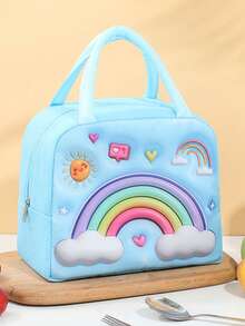 1 New Large Capacity Lunch Bag, 3D Cartoon Lunch Box Bag, Double Handles, Zipper Closure, Lightweight, Ideal Choice For Gifts