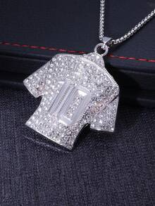 1 Pc Of Creative Sports Wind No. 7 Full Diamond Jersey Pendant Necklace