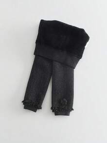 1 件婴儿女孩厚实保暖柔软打底裤，舒适紧身裤，适合新生儿和幼儿