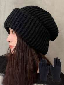1 件或 2 件女士针织帽和手套套装，温暖休闲便帽，适合秋冬日常使用，户外旅行，徒步旅行，滑雪，骑自行车，登山秋季装饰 - 彩色 - 查看 5
