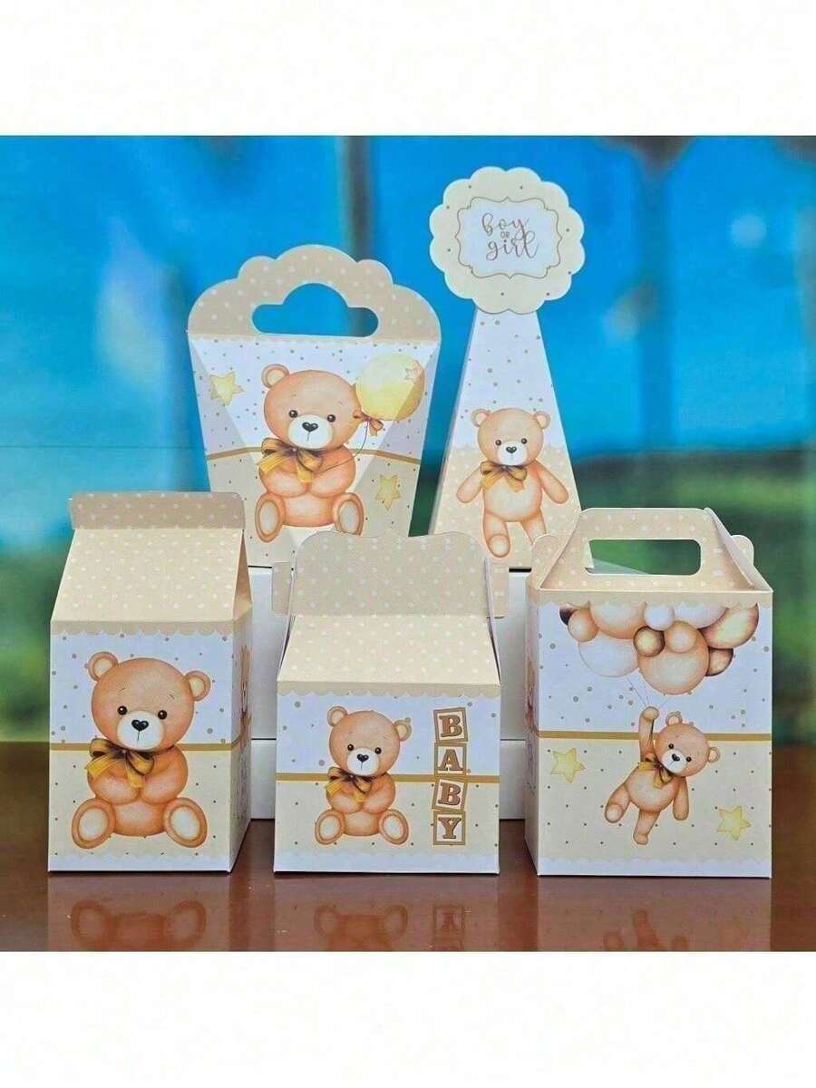20 GOLDEN BEAR Boxes Neutral Gender Reveal Party Kit Party Favors Party Decoration - PICK UP AND ASSEMBLE - PE - Nhiều màu - Xem 1