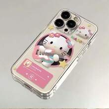 Sanrio Etui na telefon Sanrio Hello Kitty Bowknot KT Cat z przezroczystym bąbelkiem, odporne na wstrząsy, kompatybilne z telefonami Apple, styl, wodoodporny, odporny na upadki i zarysowania