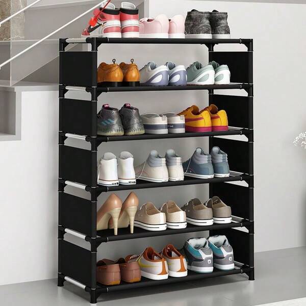 1 pieza Estantería de almacenamiento de zapatos de plástico multicapa, estantería de zapatos independiente, estantería de almacenamiento de zapatos de fácil montaje, estantería de zapatos de gran capacidad, adecuada para la entrada, el pasillo, el dormitorio, el baño, la sala de estar