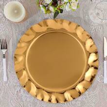 10/30 32cm Weihnachts-Wellenmuster Goldene Untersetzer Einweg Schwer Belastbar Goldene Einweg Pappteller für Partys Schwer Belastbare Pappteller 600 g/m², Geburtstags-Party Zubehör Teller