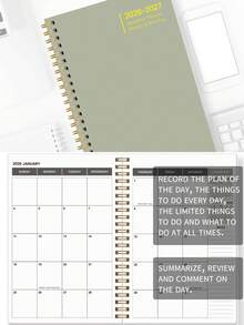 全新2026年1月至2027年12月月度计划本，简约活页设计，粉色，包含每日、每周和每月计划，适用于记录会议议程、工作计划、学习计划、日常日记，办公及学习用品，2026年新年礼物