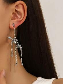 1 Pair Halloween Earrings, Punk Skull Stud Earrings, Exaggerated Fashion Earrings - Multicolor - View 11